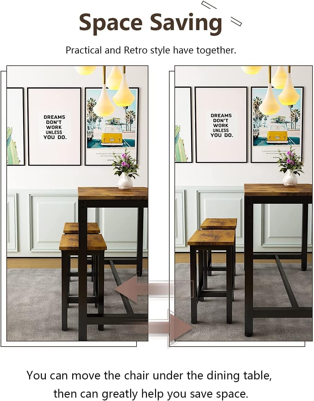 Hooseng 5 Pcs Dining Table Set, Modern Bar Height Dining Table & Bar Set with 4 Chairs, Home Kitchen Table and Chairs Set Perfect for Kitchen, Hooseng 5 Pcs Dining Table Set, Modern Bar Height Dining Table & Bar Set with 4 Chairs, Home Kitchen Table and Chairs Set Perfect for Kitchen,