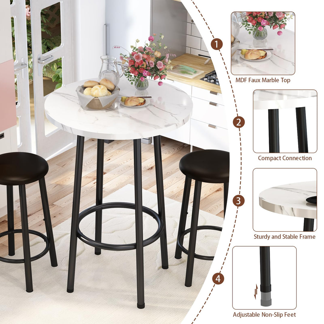 Faux Marble top Dining Table Set for 2