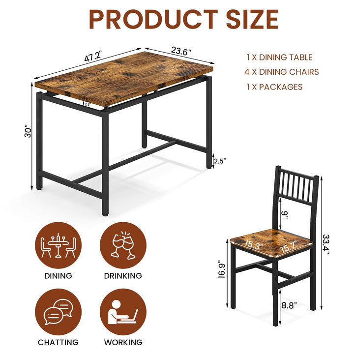 4-Piece Bar Height Dining Table Set