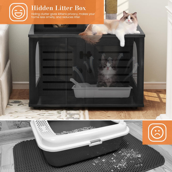 Cat Tree with Cat Litter Box Enclosure