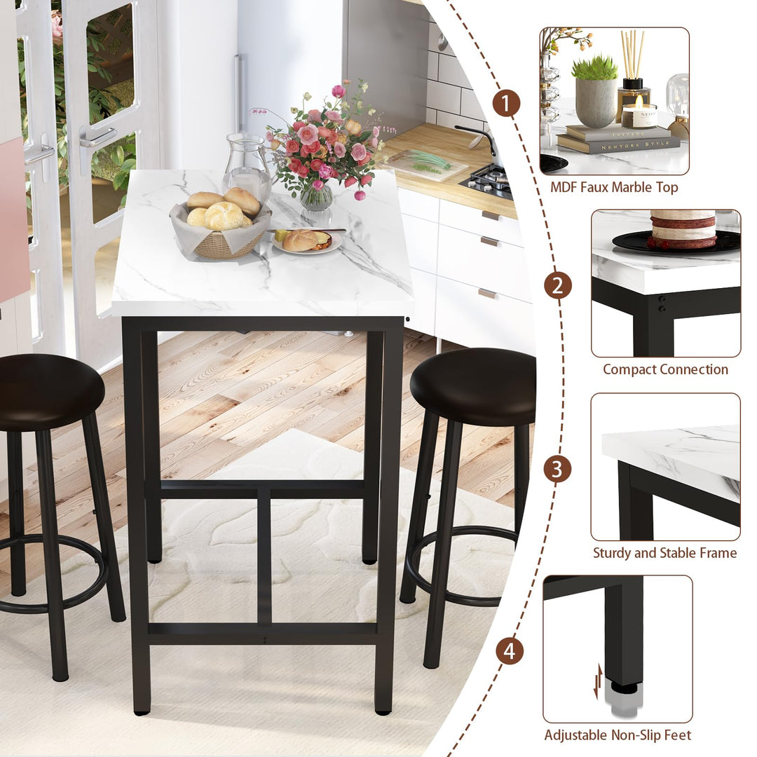 Faux Marble top Dining Table Set for 2