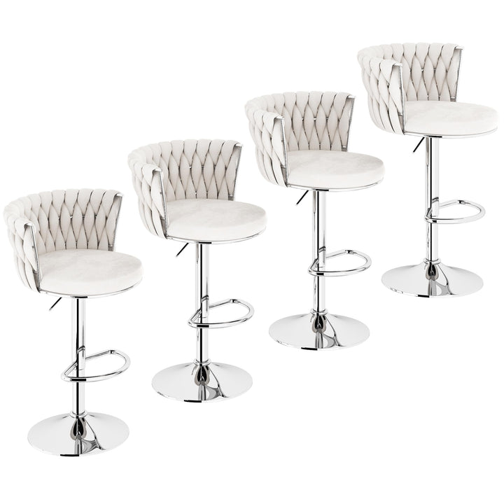 Modern Swivel Velvet Bar Stools Set of 4