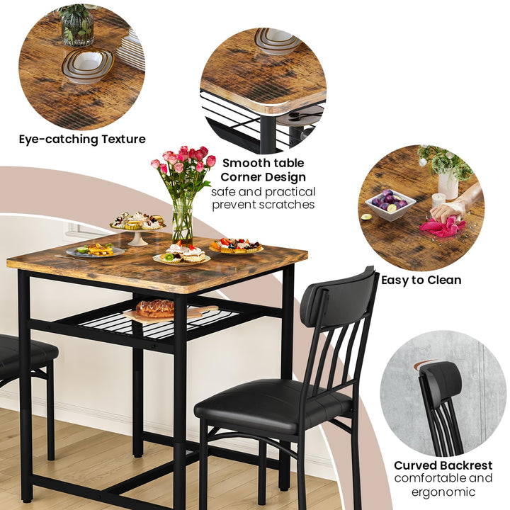 3-Piece Marble Table and Chairs Set
