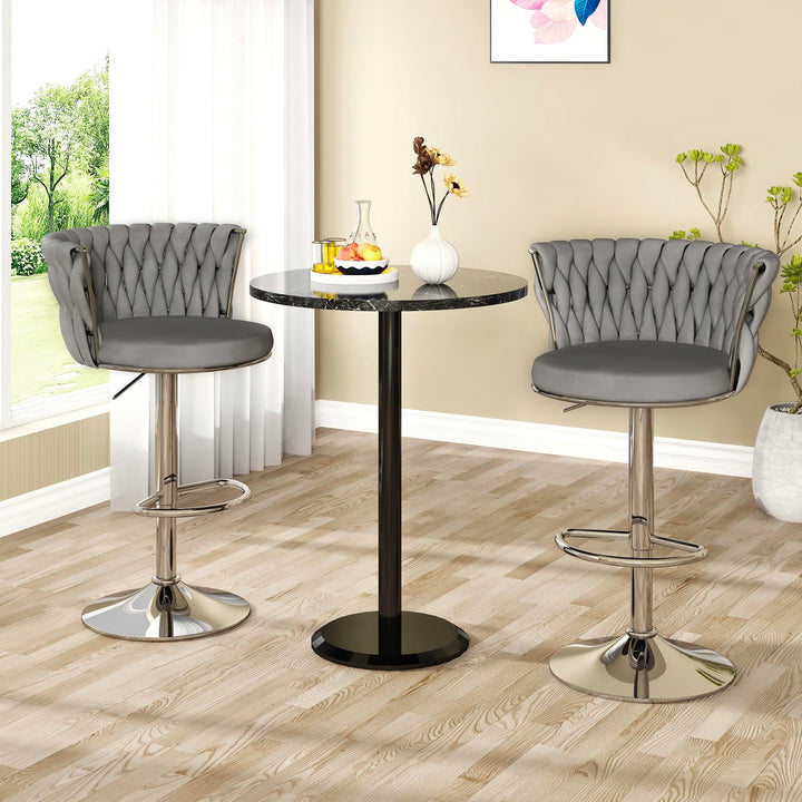 Modern Swivel Velvet Bar Stools Set of 4