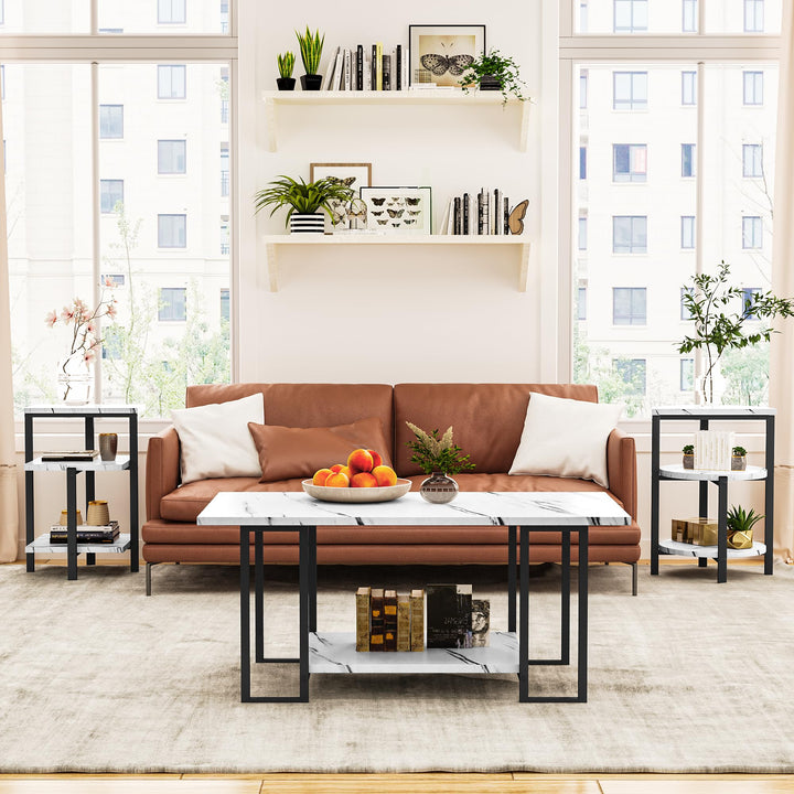 Faux Marble Coffee Table Set of 3