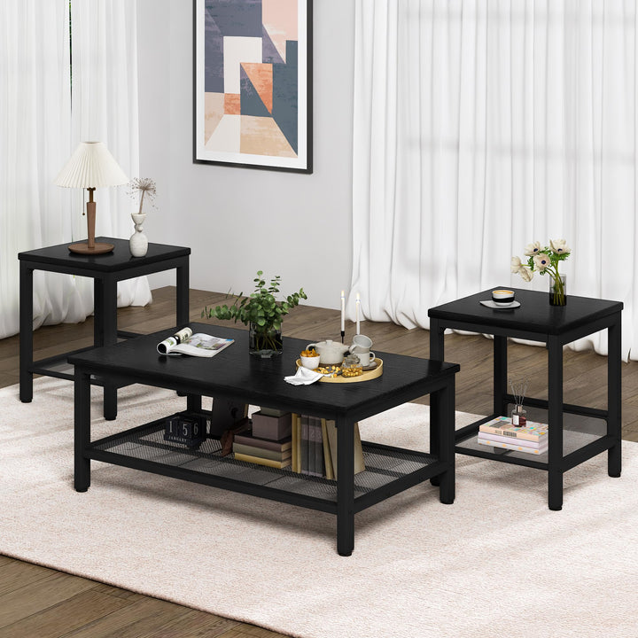 3 Pieces Industrial Living Room Table Set