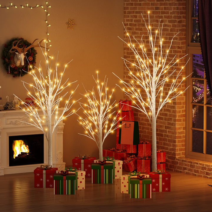 Hooseng Lighted Tree 4FT, 5FT and 6FT, Pack of 3, Fairy Light Tree Lamp Artificial Tree for Festival, Party, Christmas Decoration, Indoor and Outdoor Use, Warm White
