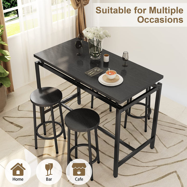 Lamerge Counter Height Dining Table & Chairs Set for 4,5 Piece Bar Table Set,Wood Kitchen Table & 4 Bar Stools for Small Spaces,Apartment, Pub,Dining Room,Rustic Brown, LCHD-RB
