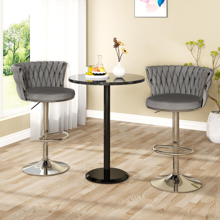 Modern Swivel Velvet Bar Stools Set of 4