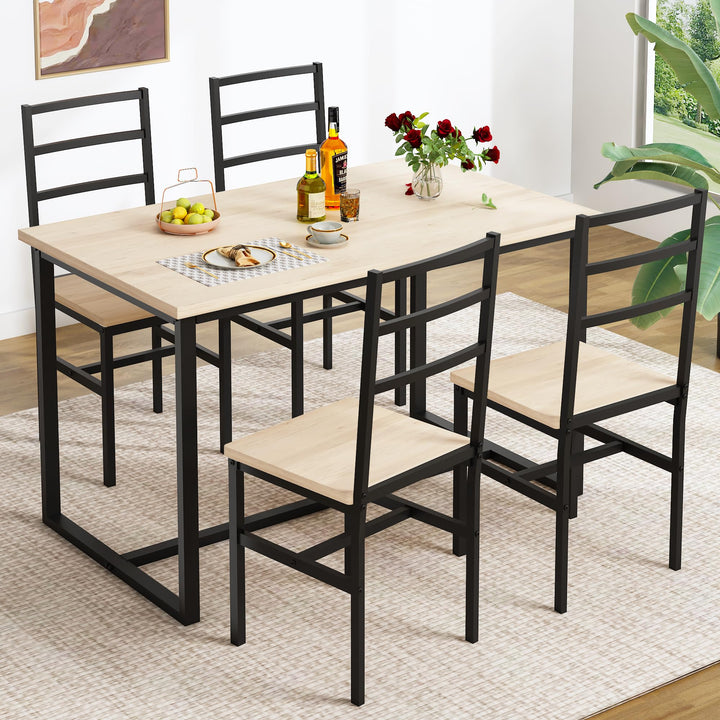 5-Piece Dining Room Table Set with 4 Backrest Chairs