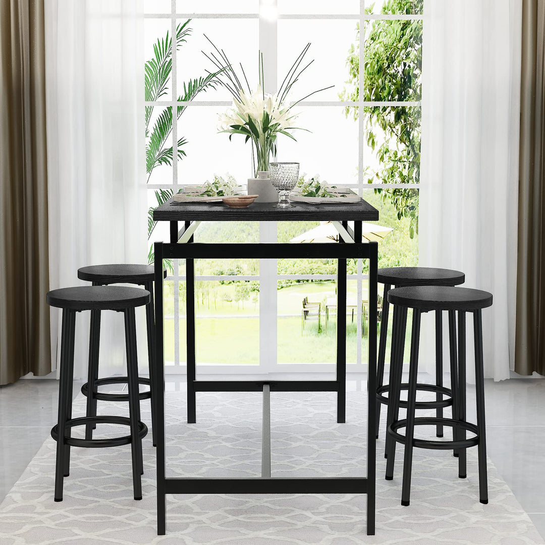 Lamerge Counter Height Dining Table & Chairs Set for 4,5 Piece Bar Table Set,Wood Kitchen Table & 4 Bar Stools for Small Spaces,Apartment, Pub,Dining Room,Rustic Brown, LCHD-RB