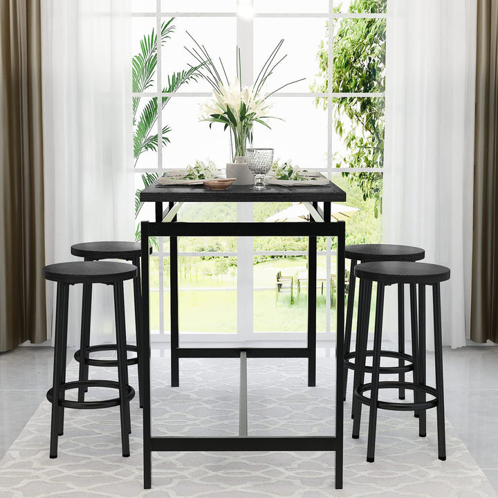 Lamerge Counter Height Dining Table & Chairs Set for 4,5 Piece Bar Table Set,Wood Kitchen Table & 4 Bar Stools for Small Spaces,Apartment, Pub,Dining Room,Rustic Brown, LCHD-RB