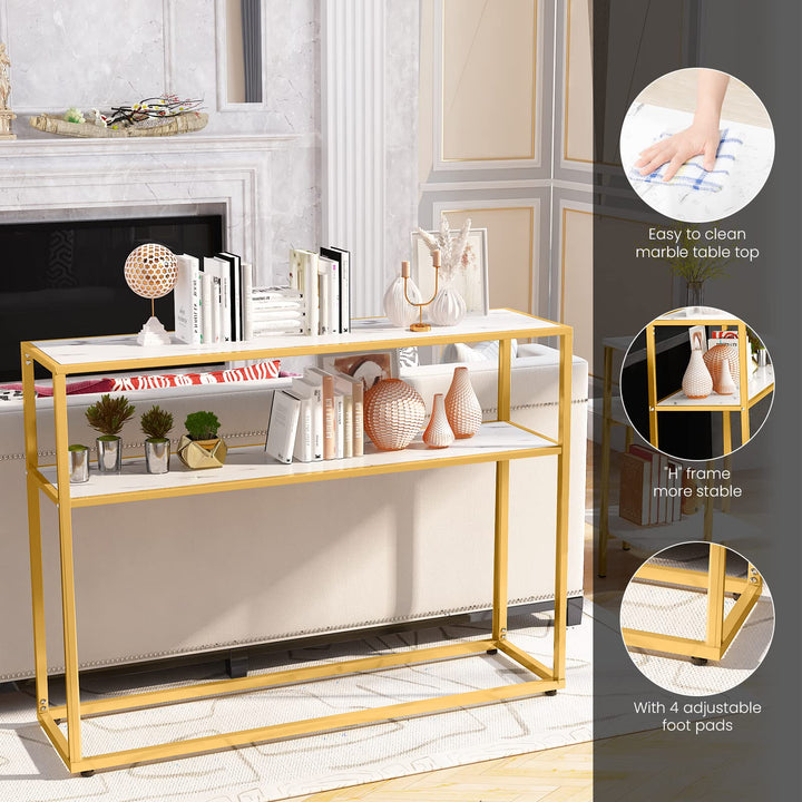 Faux Marble Coffee Table Set with 3-Tier End Table & Console Tables