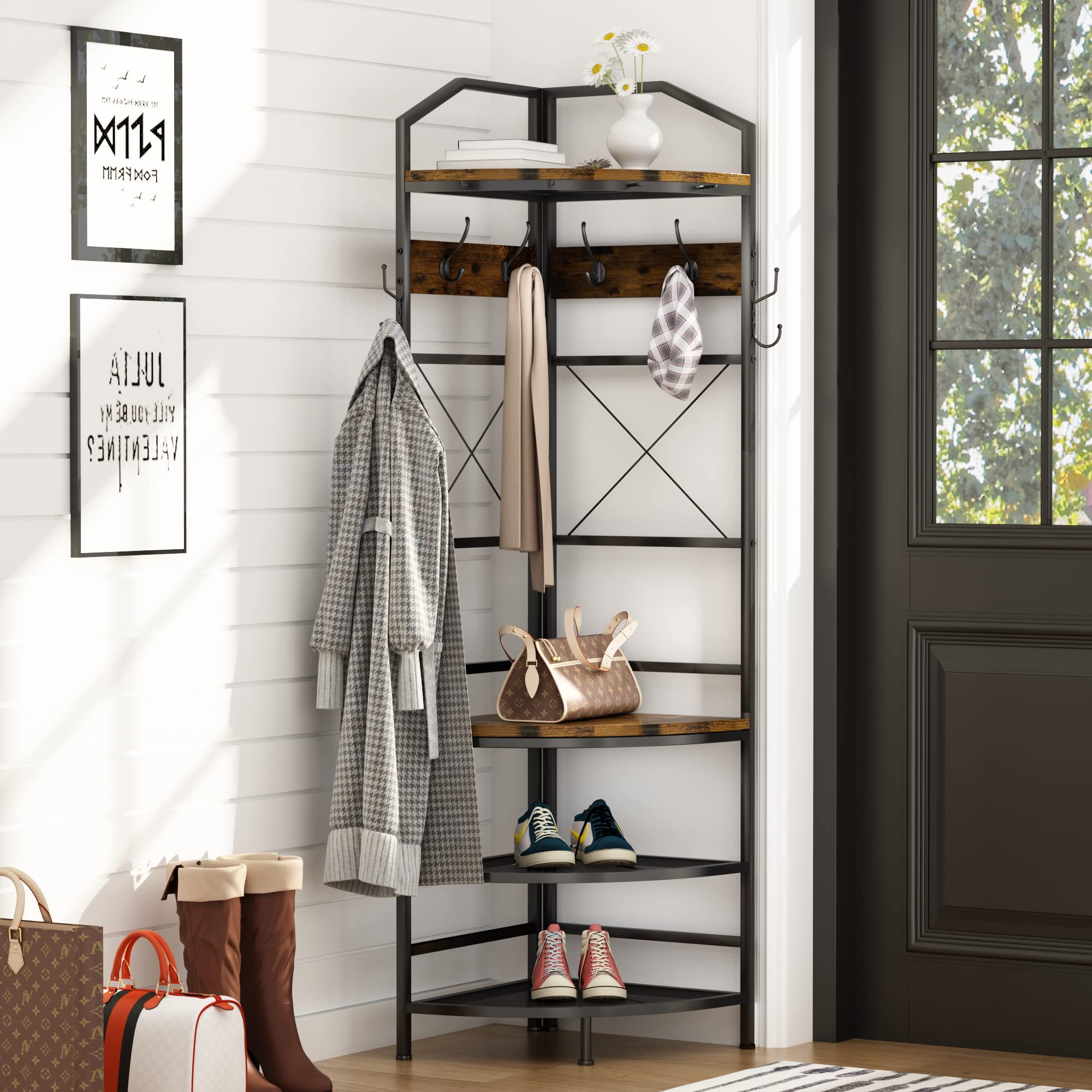 Multifunctional Entryway Shelf Organizer Coat Rack | Lamerge