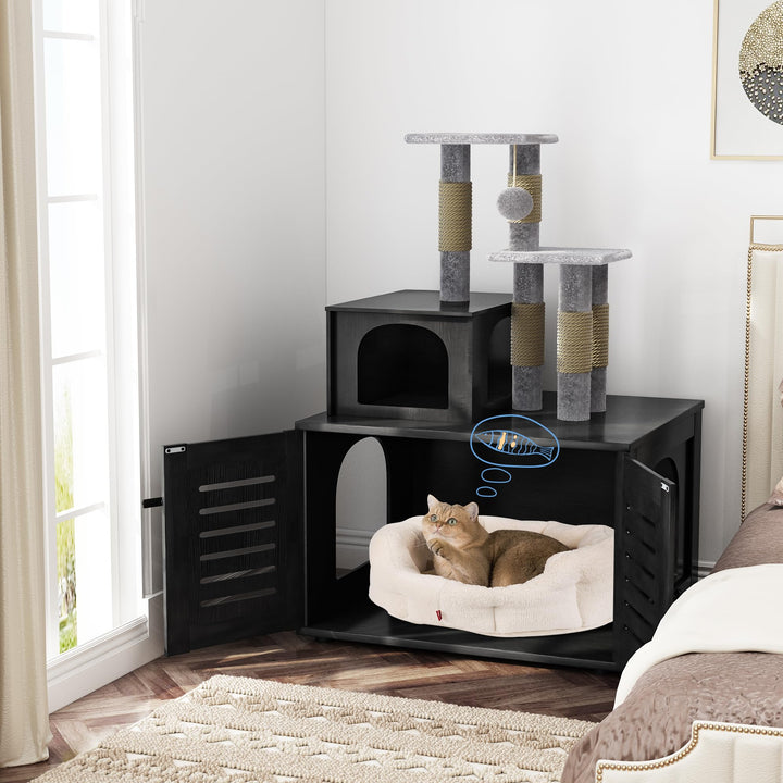 Cat Tree with Cat Litter Box Enclosure