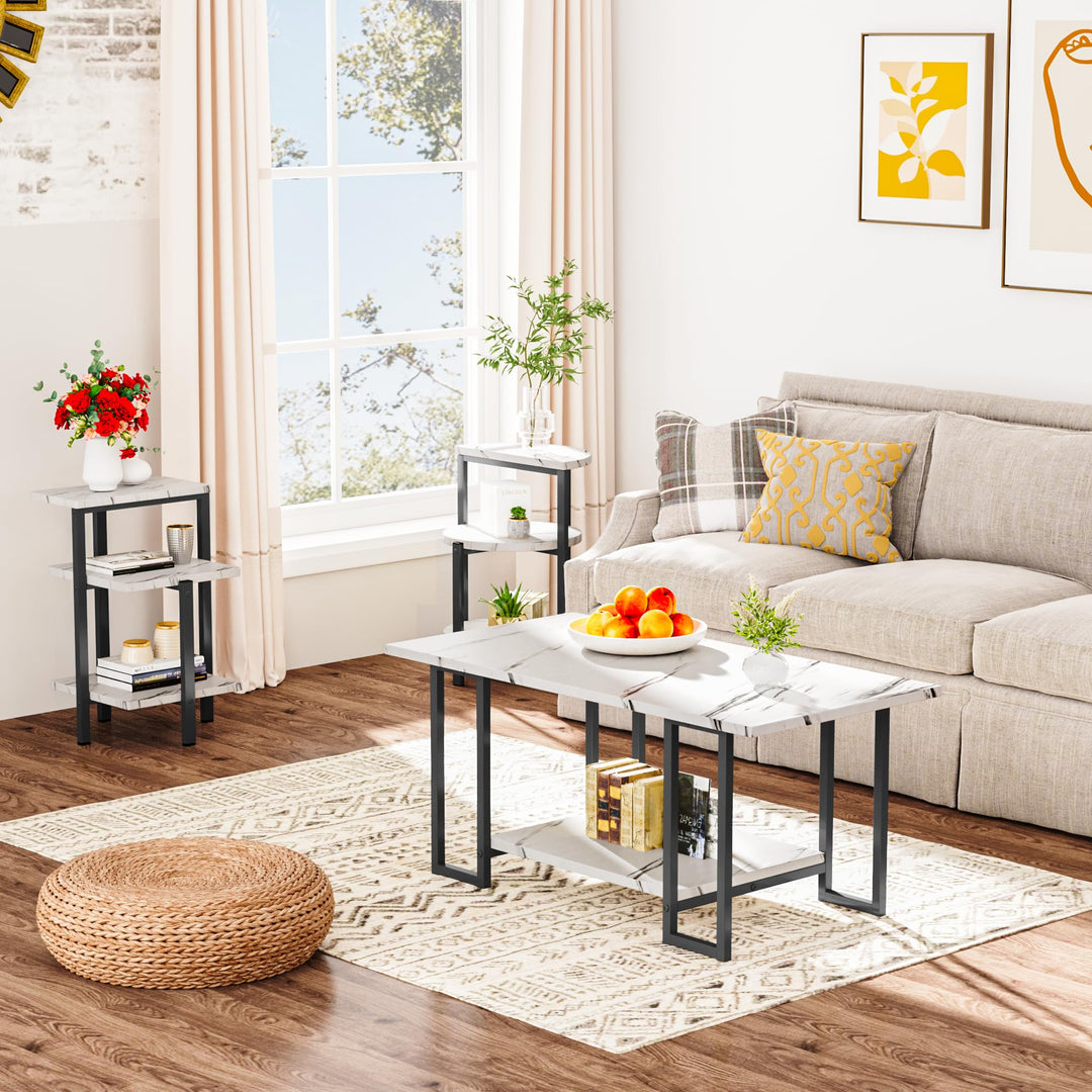 Faux Marble Coffee Table Set of 3