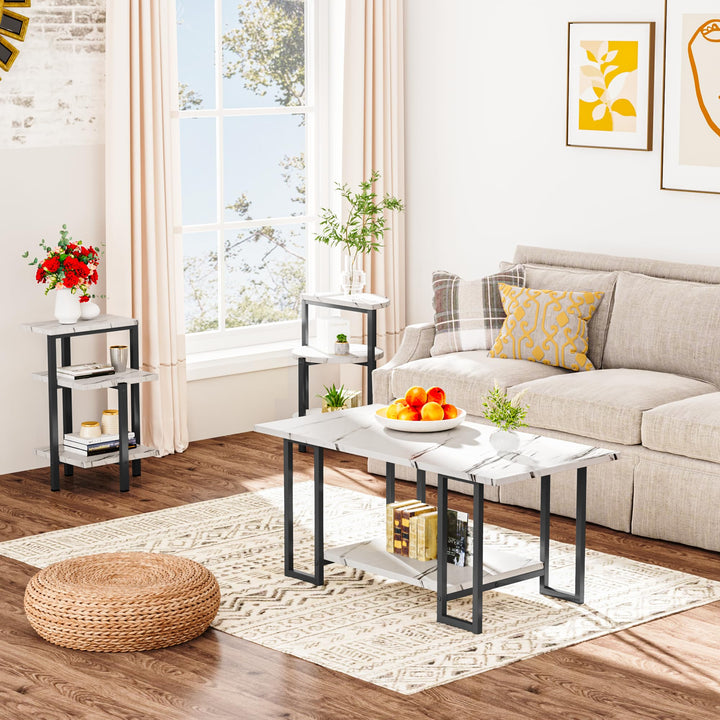 Faux Marble Coffee Table Set of 3