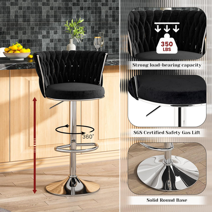 Modern Swivel Velvet Bar Stools Set of 4
