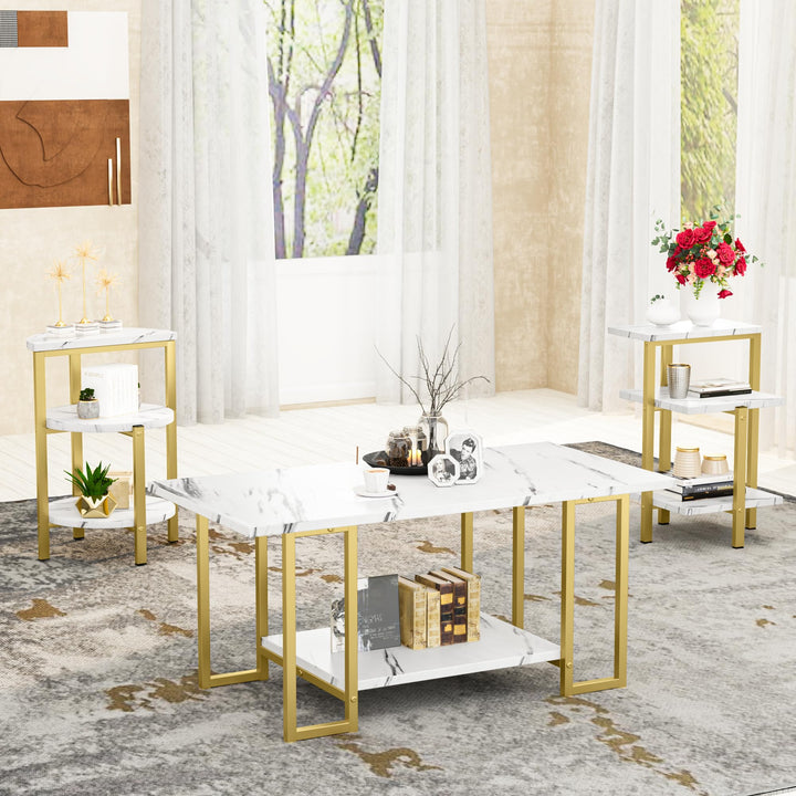 Faux Marble Coffee Table Set of 3