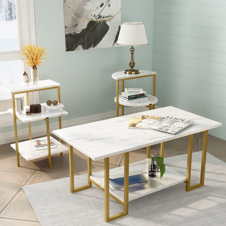 Faux Marble Coffee Table Set of 3
