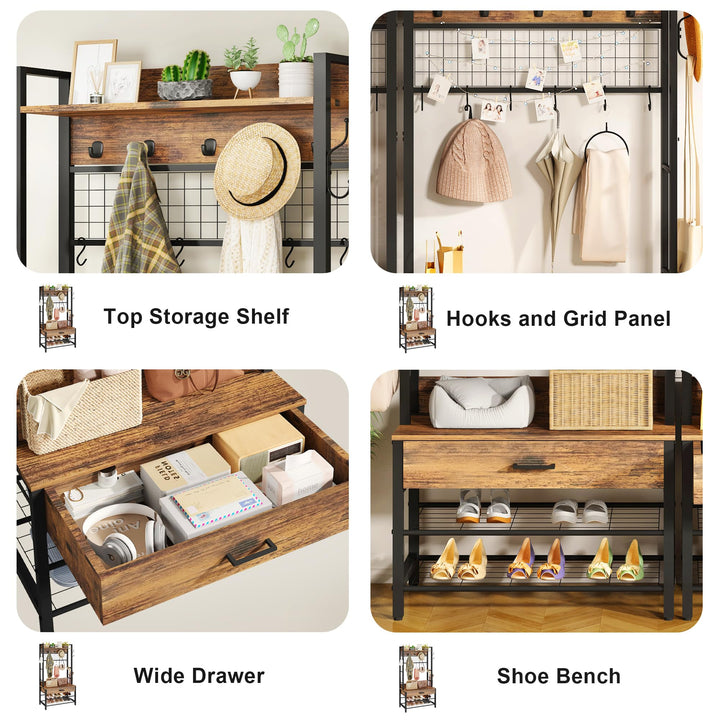Entryway Coat Rack with Drawer