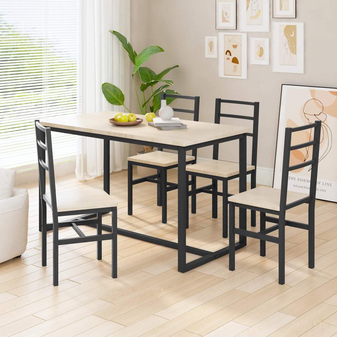 5-Piece Dining Room Table Set with 4 Backrest Chairs