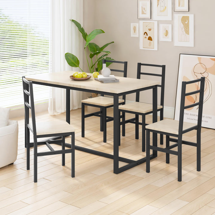 5-Piece Dining Room Table Set with 4 Backrest Chairs