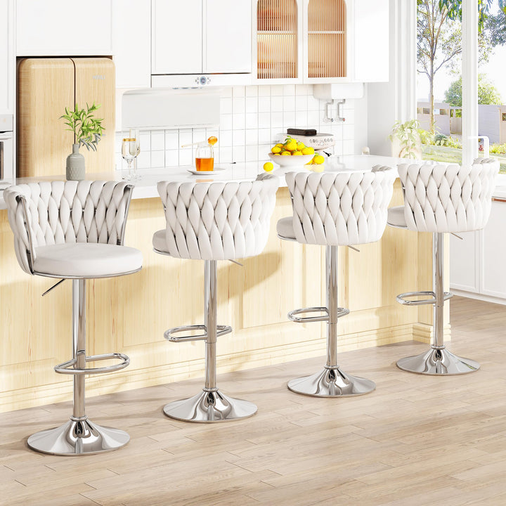 Modern Swivel Velvet Bar Stools Set of 4