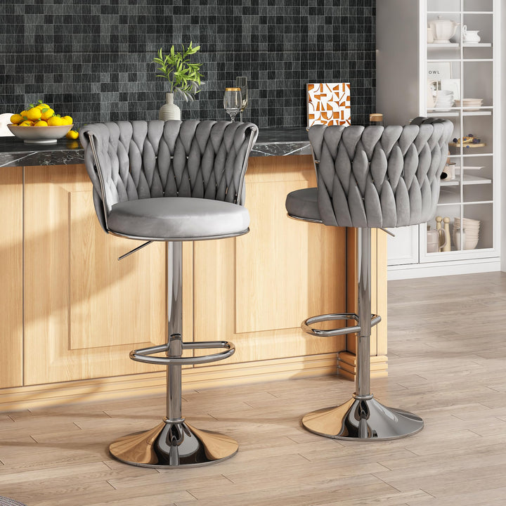 Modern Swivel Velvet Bar Stools Set of 4
