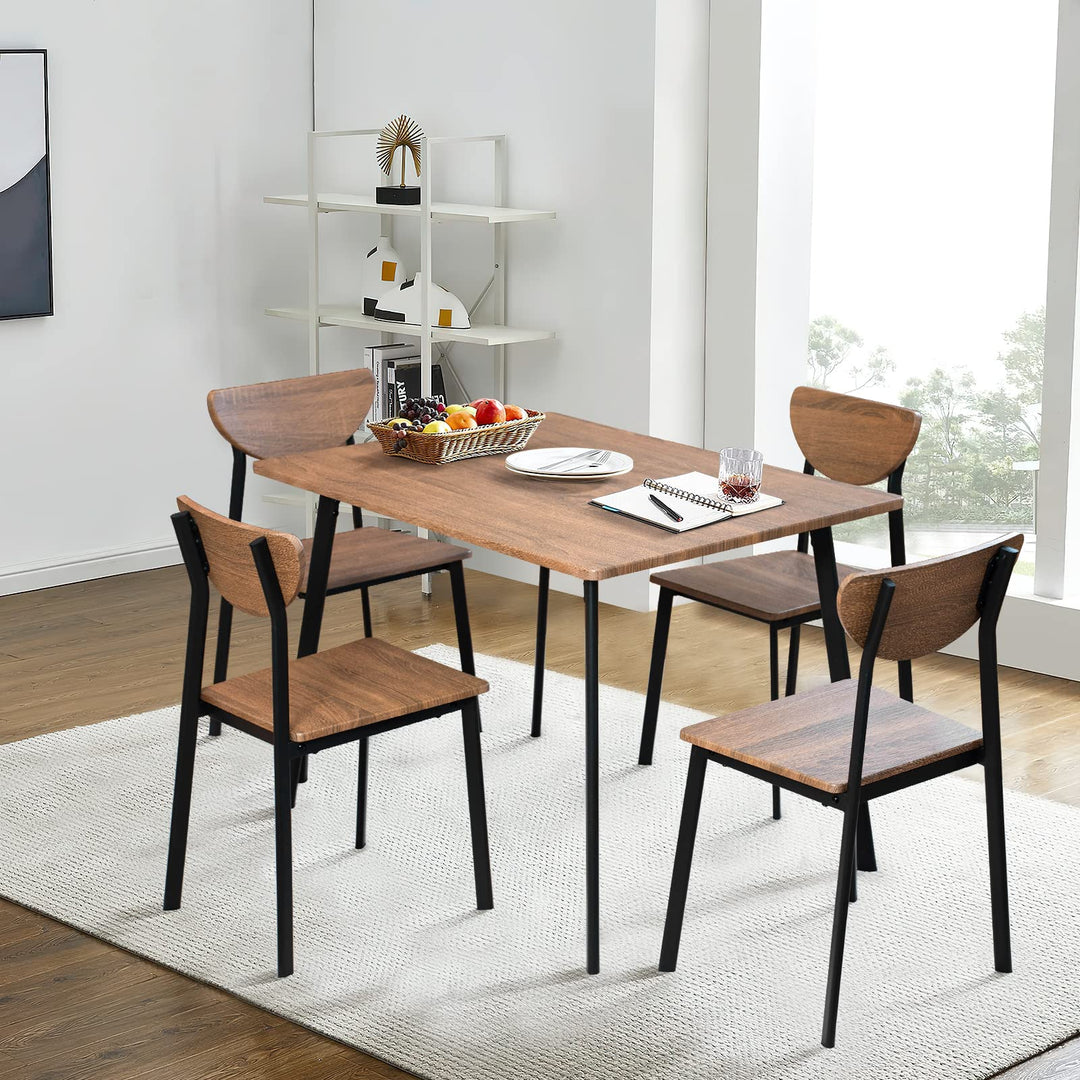 Hooseng Dining Table Set for 4, Piece Rectangular Dining Room Table Set with Metal Frame and Wood Tabletop, Kitchen Table Set with Chair for Small
