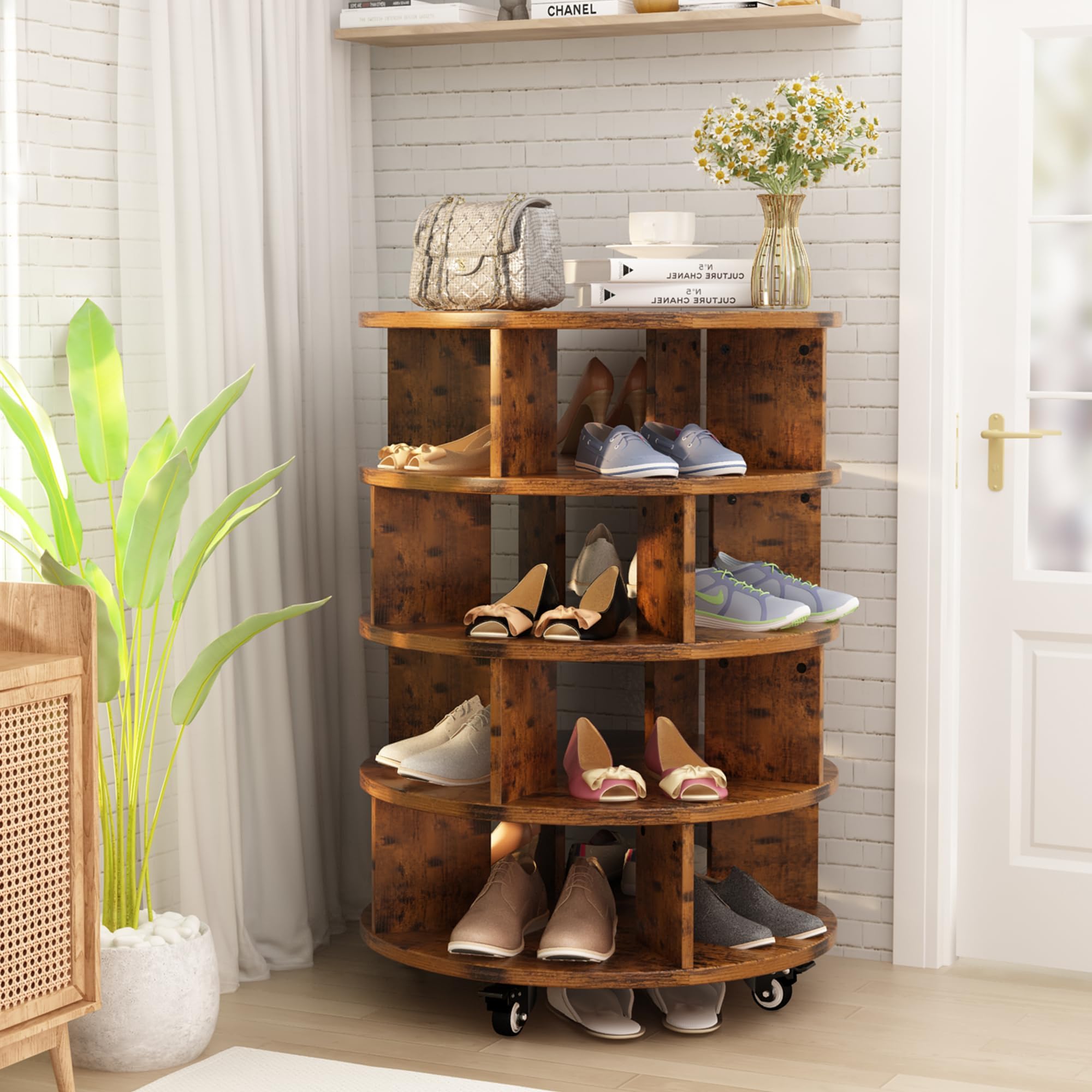 Revolving Shoe Rack Hardware Rack Hooseng Rotating Shoe Rack 360° Spinning Shoe Rack – Hooseng Furniture