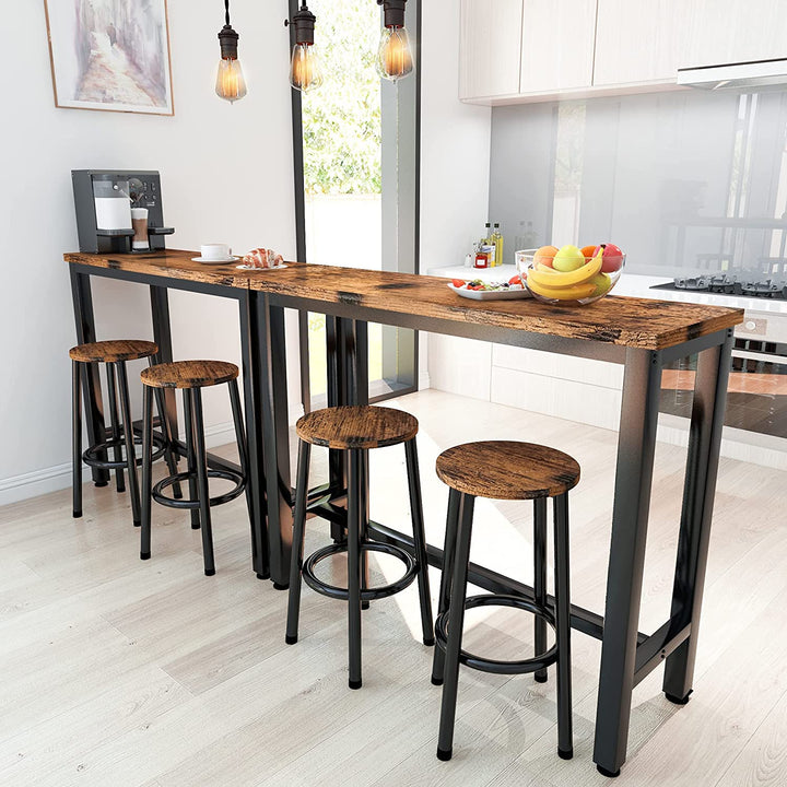 Hooseng Bar Table Set, 3 Piece Dining Table Set, Breakfast Bar Table for 2, Rectangle Kitchen Table Set with Steel Frame Pub Table for Small Space, Farmhouse, Cafe, Kitchen, Dining, Rustic Brown