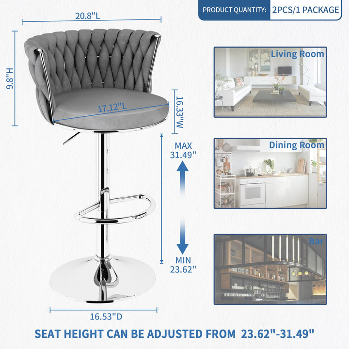 Modern Swivel Velvet Bar Stools Set of 4