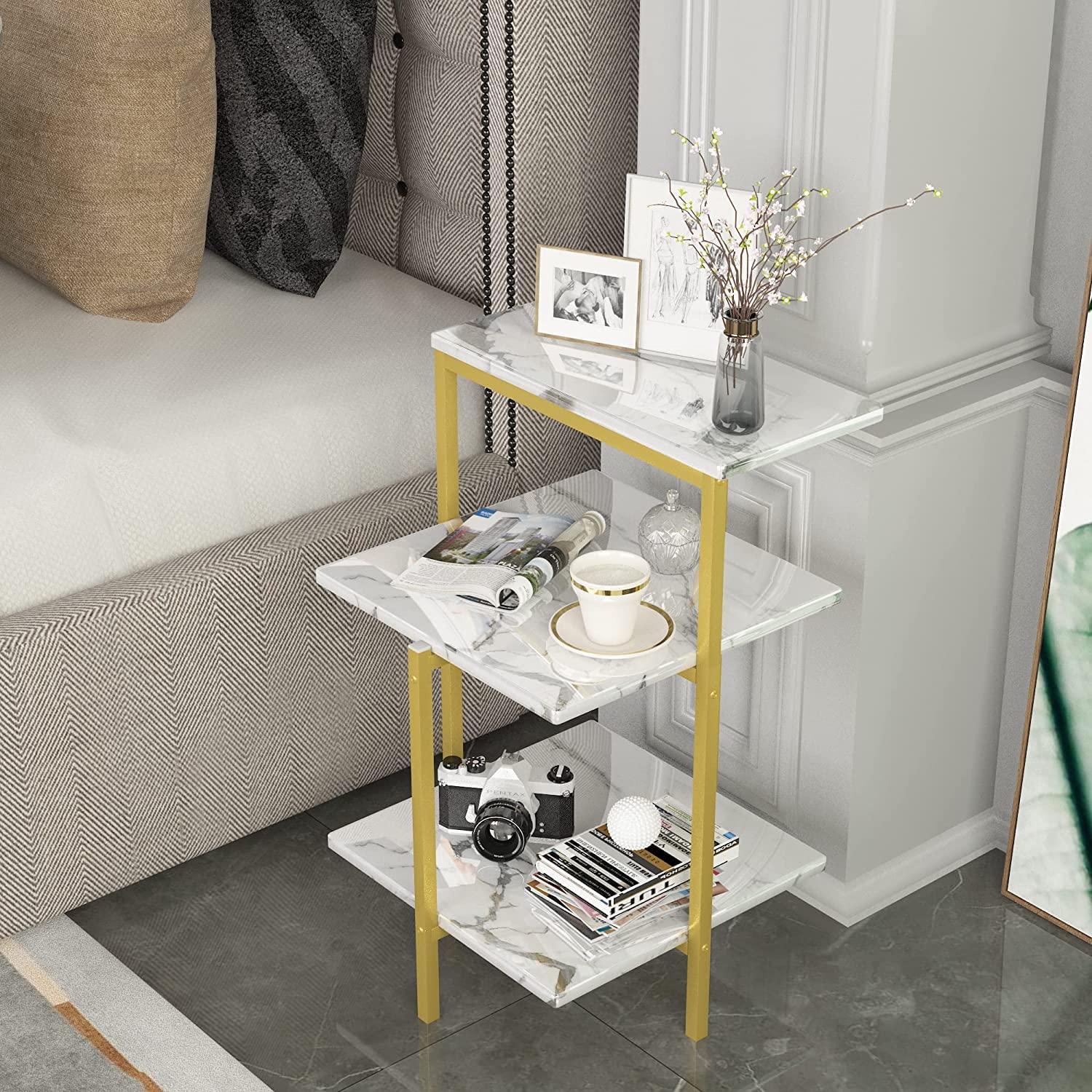Gold marble nightstand hotsell