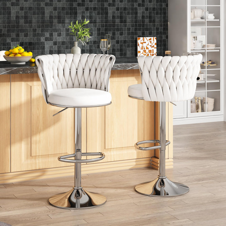 Modern Swivel Velvet Bar Stools Set of 4