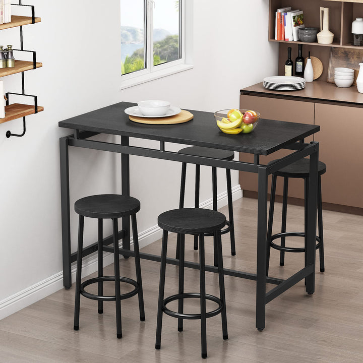 Lamerge Counter Height Dining Table & Chairs Set for 4,5 Piece Bar Table Set,Wood Kitchen Table & 4 Bar Stools for Small Spaces,Apartment, Pub,Dining Room,Rustic Brown, LCHD-RB