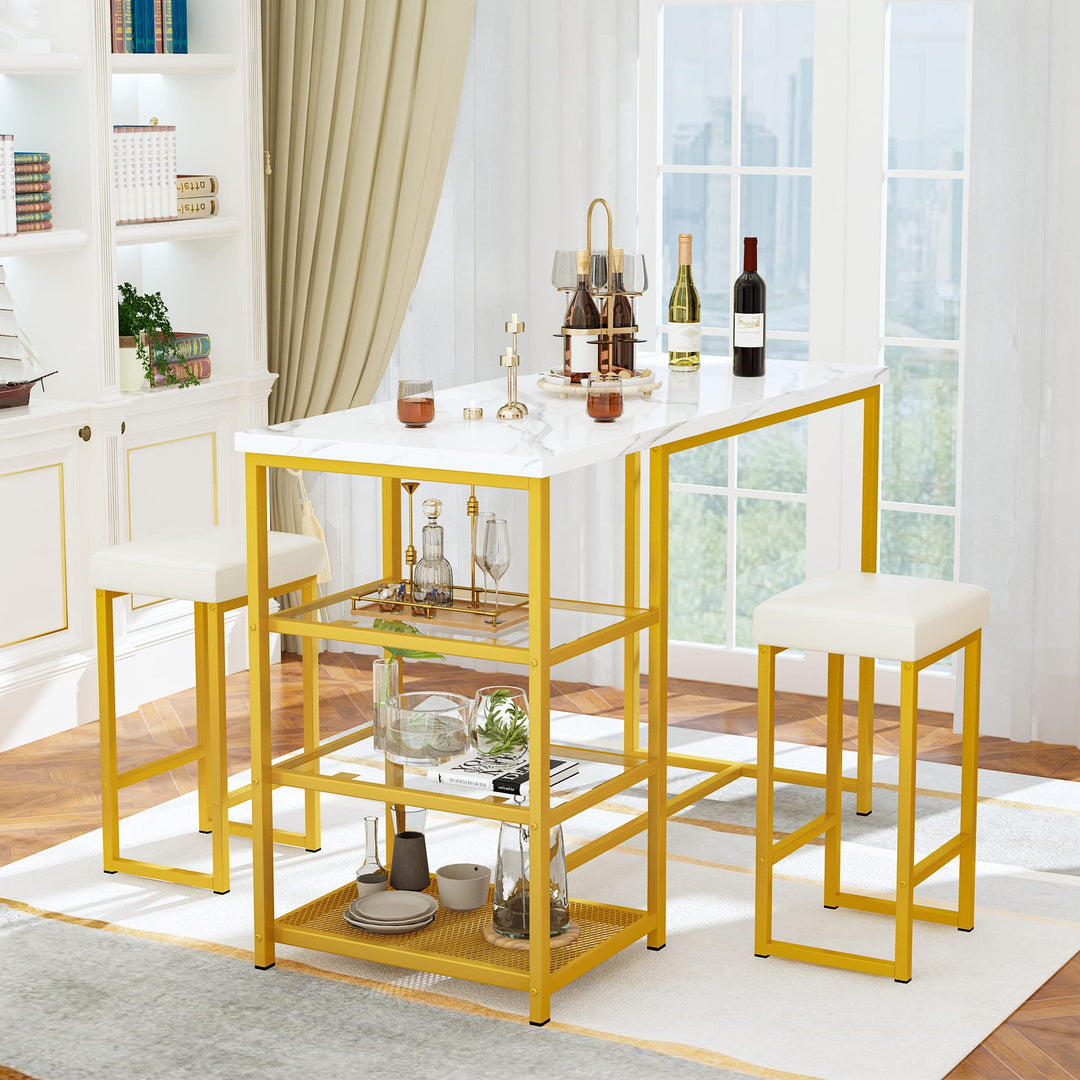 3-Piece Bar Dining Table Set with Storage