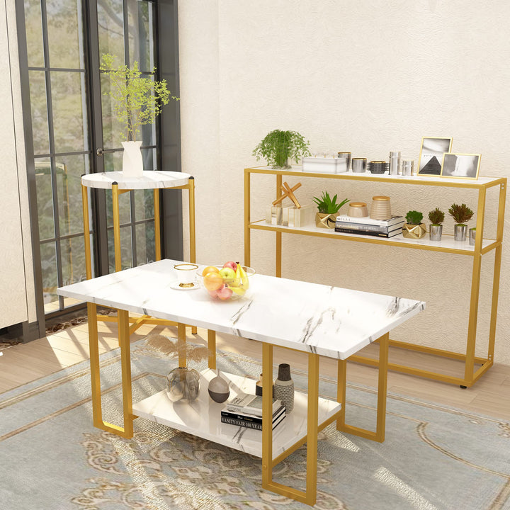 3 Pieces Industrial Living Room Table Set