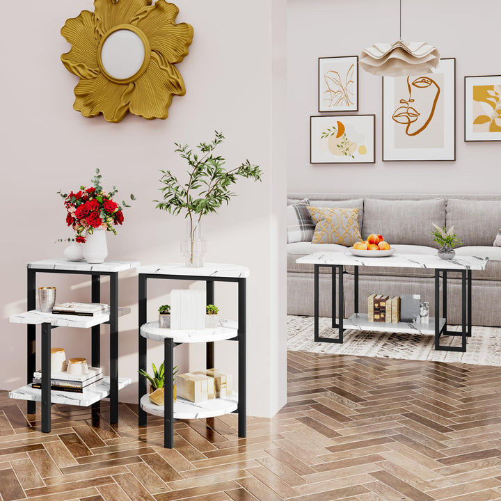 Faux Marble Coffee Table Set of 3