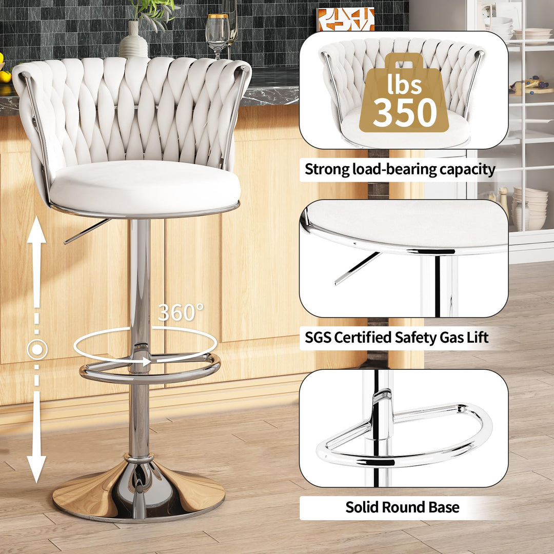 Modern Swivel Velvet Bar Stools Set of 4