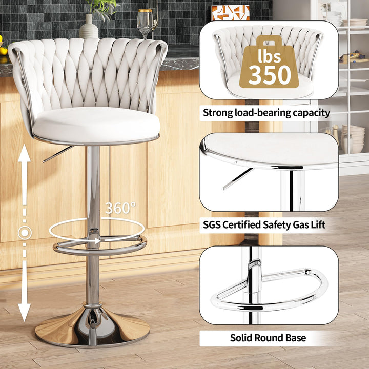 Modern Swivel Velvet Bar Stools Set of 4