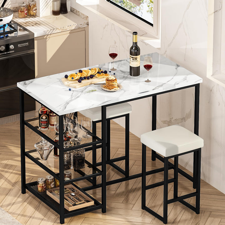 3-Piece Bar Dining Table Set with Storage