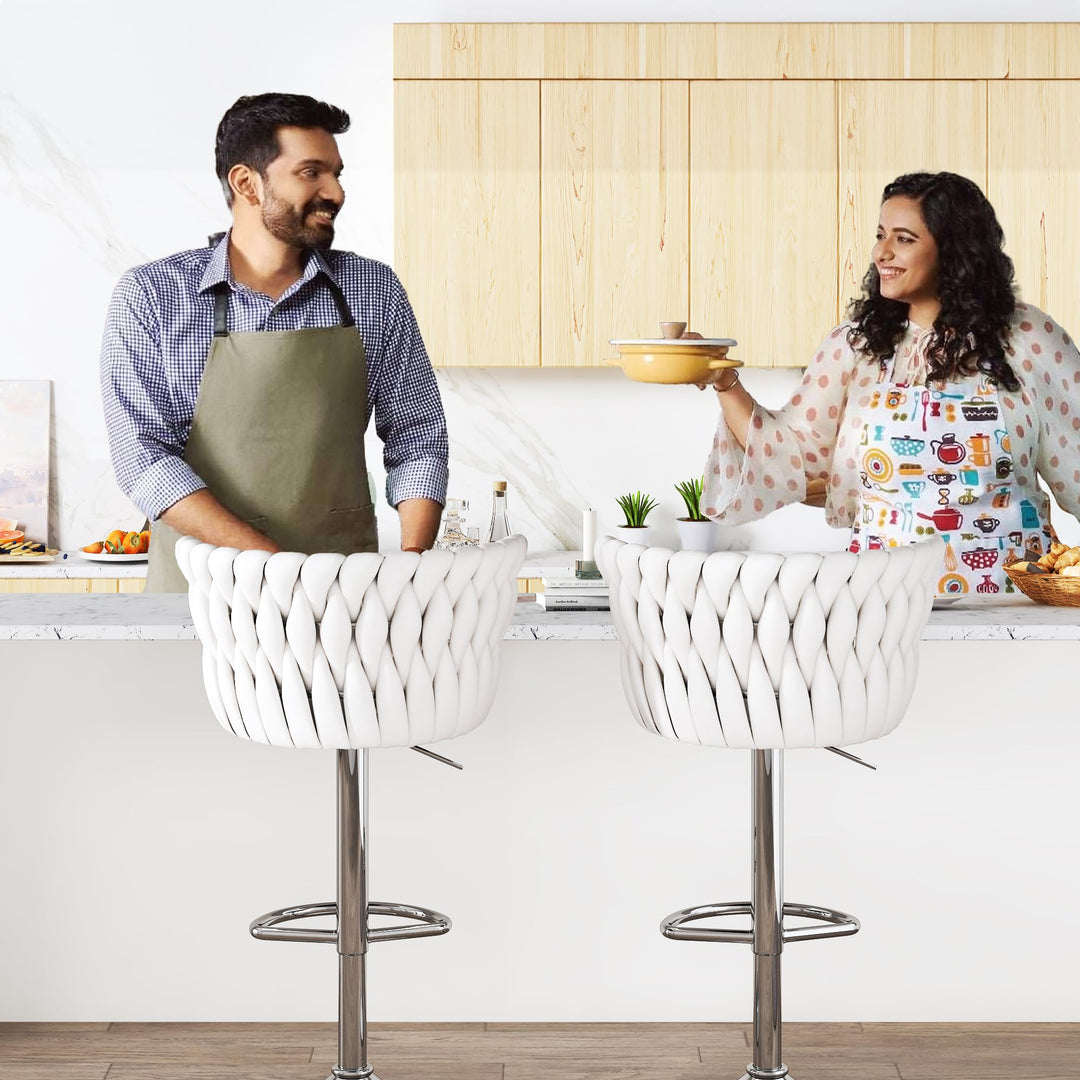 Modern Swivel Velvet Bar Stools Set of 4