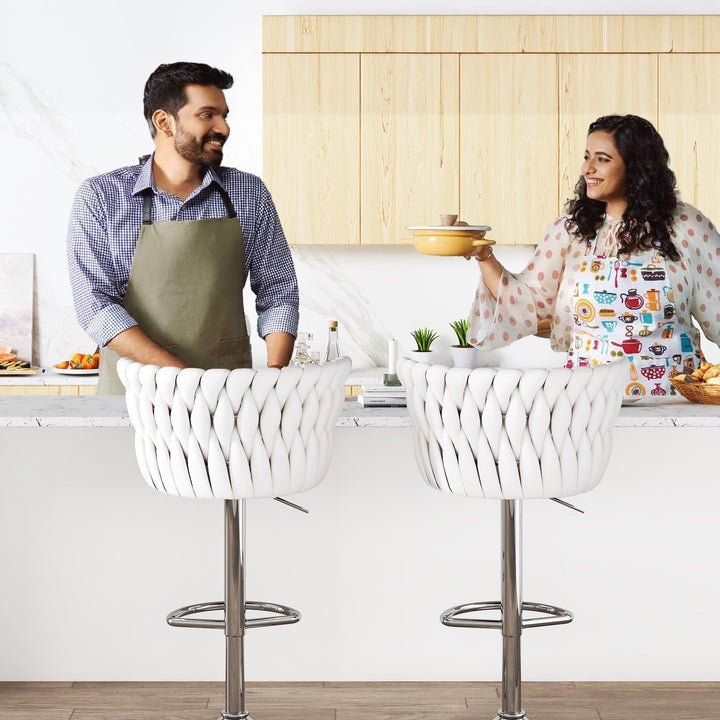 Modern Swivel Velvet Bar Stools Set of 4