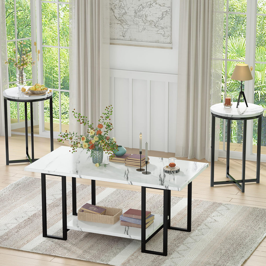 3 Pieces Industrial Living Room Table Set