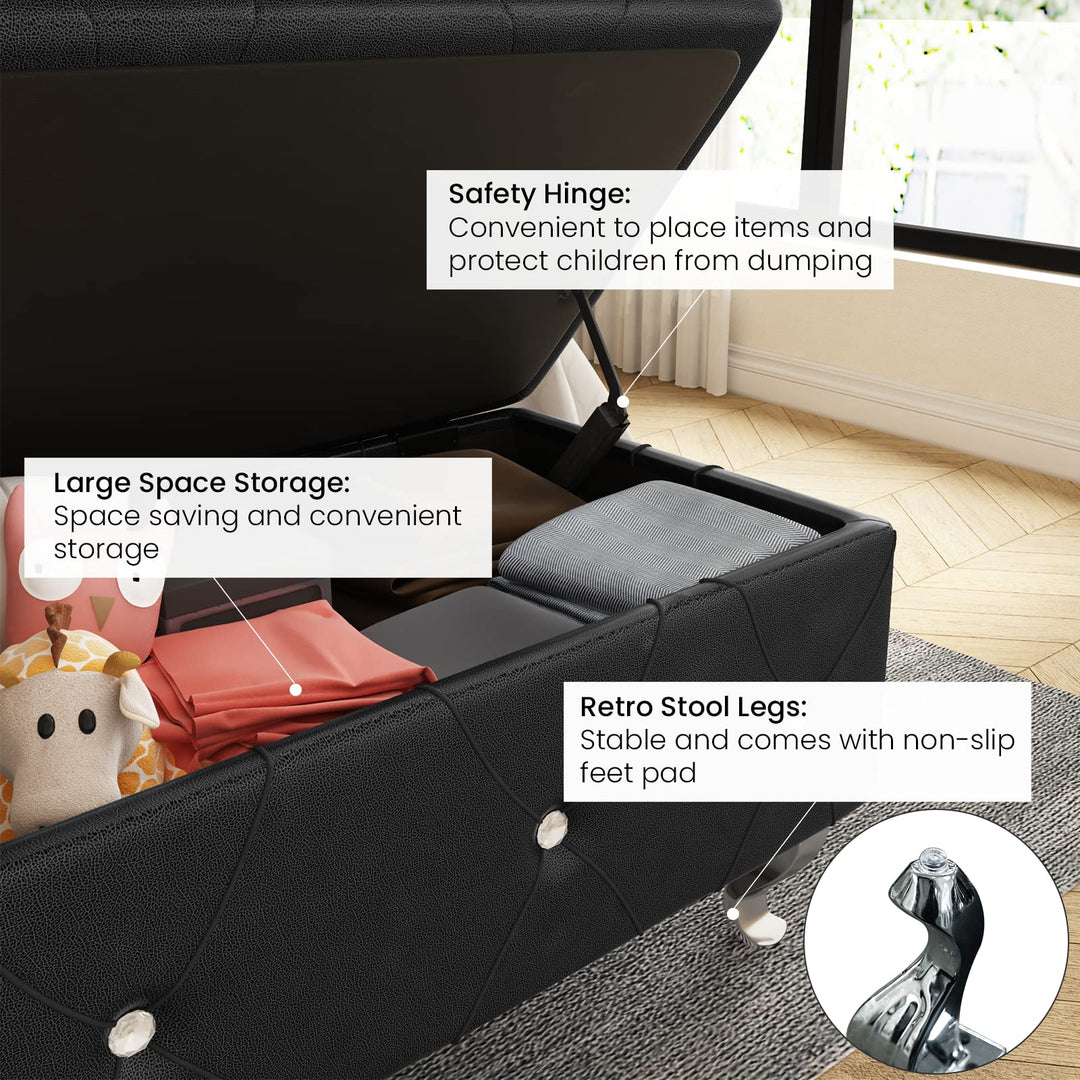 Velvet Ottoman with Storage