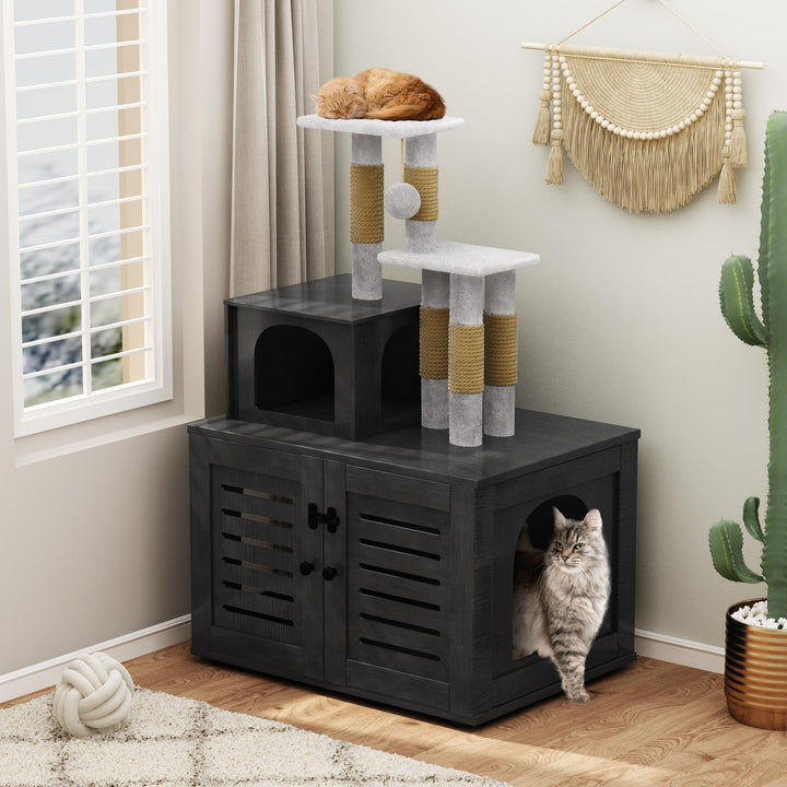 Cat Tree with Cat Litter Box Enclosure