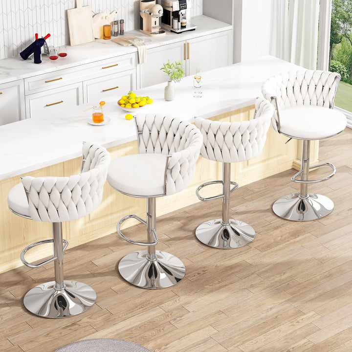 Modern Swivel Velvet Bar Stools Set of 4
