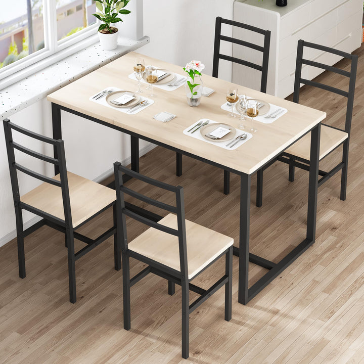 5-Piece Dining Room Table Set with 4 Backrest Chairs