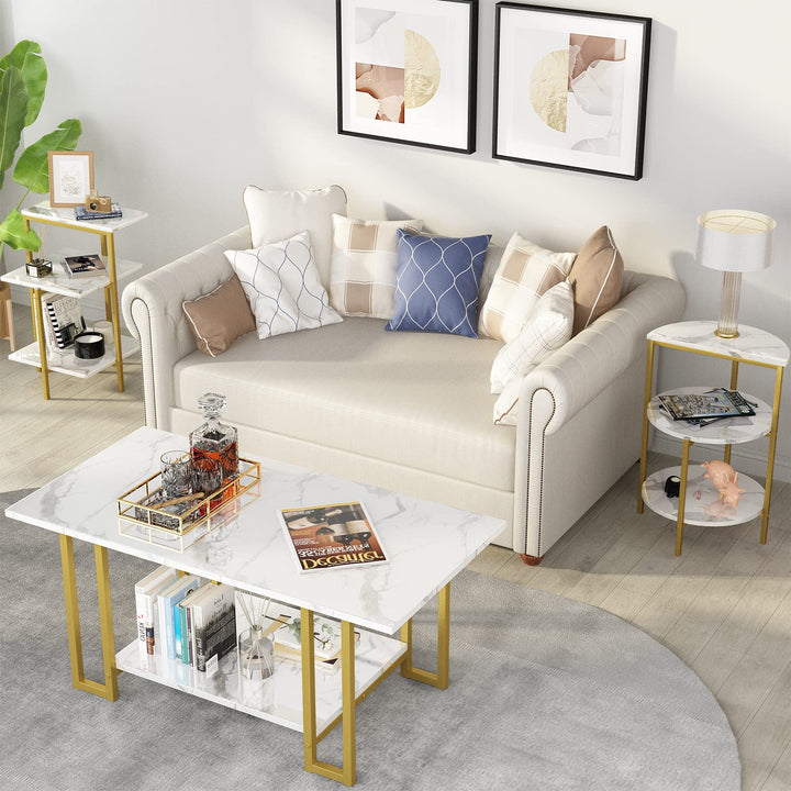 Faux Marble Coffee Table Set of 3